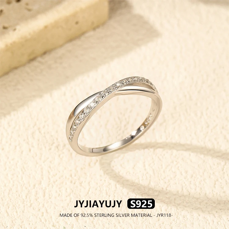 

JYJIAYUJY 100% Whole Original Sterling Silver S925 Ring US Size 5-9# Mini Zircon Moebius Strip Fashion Woman Jewelry Gift JYR118