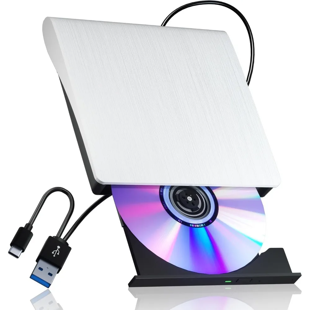

2 in1 External CD DVD Drive USB 3.0 CD/DVD+/-RW Read Burner Player Portable Optical Drives For Laptop PC Windows Linux MacOS