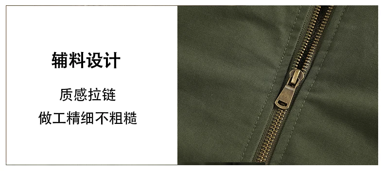 Male Reversible Washed Pure Cotton Fleece Lined Thick Jacket Multi Pocket Stand Collar Workwear Business Coat For Middle Aged