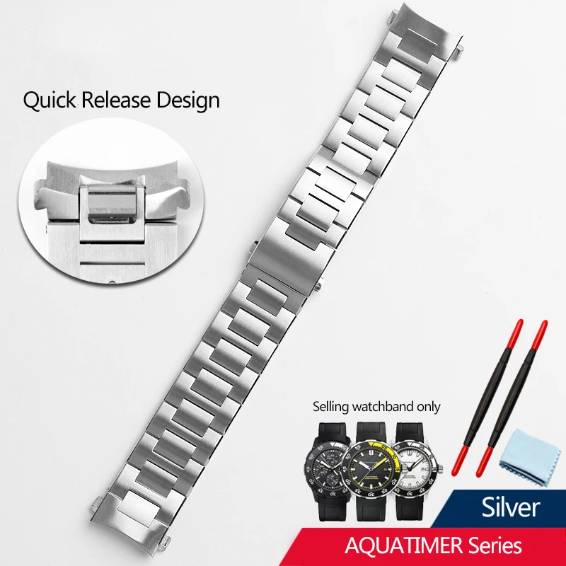 22mm High Quality Watchband For IWC Marine Timepiece Series Solid Stainless Steel Strap AQUATIMER Diving Quick Release Bracelet