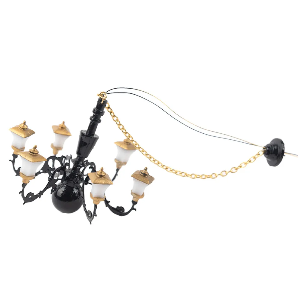 

Miniature Chandelier Metal ABS DIY Hanging Light Adornment Sand Table Ornament Mini House Lighting Miniature Room Decor