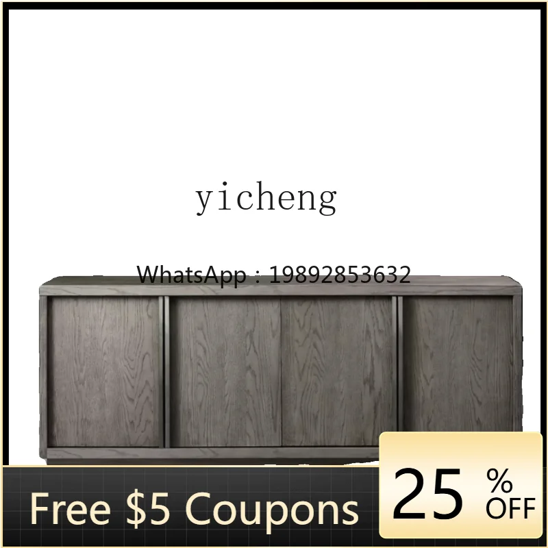 

Solid Wood TV Cabinet Storage Sideboard Cabinet Large Capacity Storage Retro Distressed Entrance Cabinet