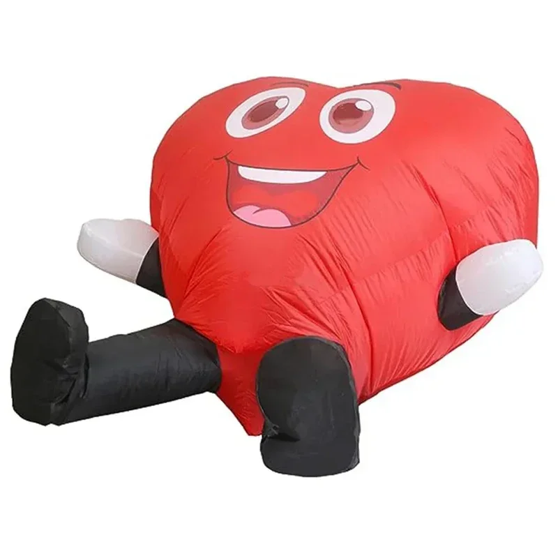 زي الهالوين التنكري القابل للنفخ باللون الأحمر على شكل قلب الحب ينفخ بدلة تنكرية للبالغين في عيد الحب وحفلات عيد الميلاد