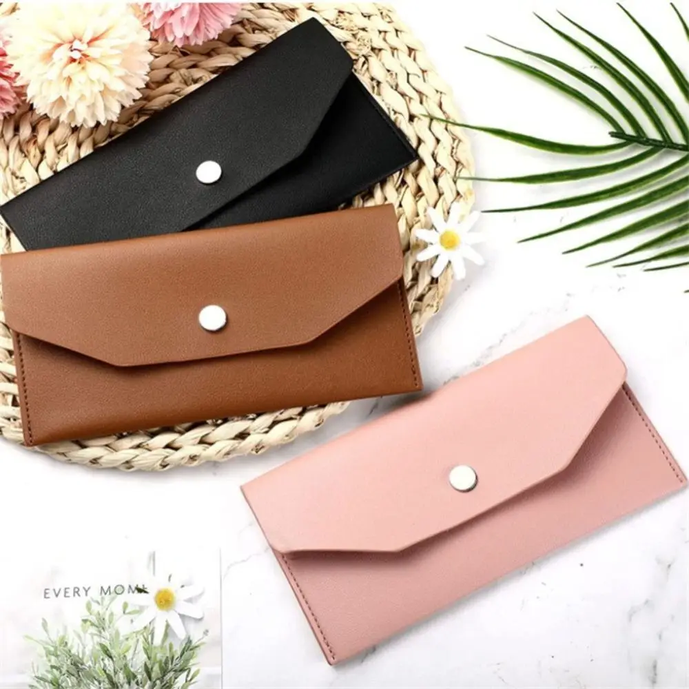 Envelope Wallet PU Leather Cash Envelope Wallet Classic Fashion Women's Wallet Ferrule Name Card Holder Gift