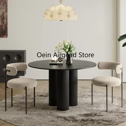 Black Dining Table Set 4 Chairs Minimalist Nordic Round Marble Dining Table Luxury Comedor De 4 Silla Set Furniture OK50CZ