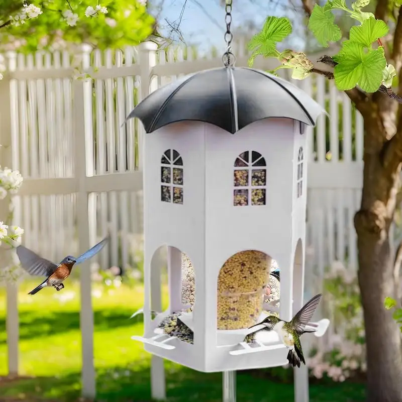 

Bird Feeder Squirrel Proof Waterproof Metal Wild Bird Feeder Weatherproof Feeding Station Easy To Refill Clear Window Garden