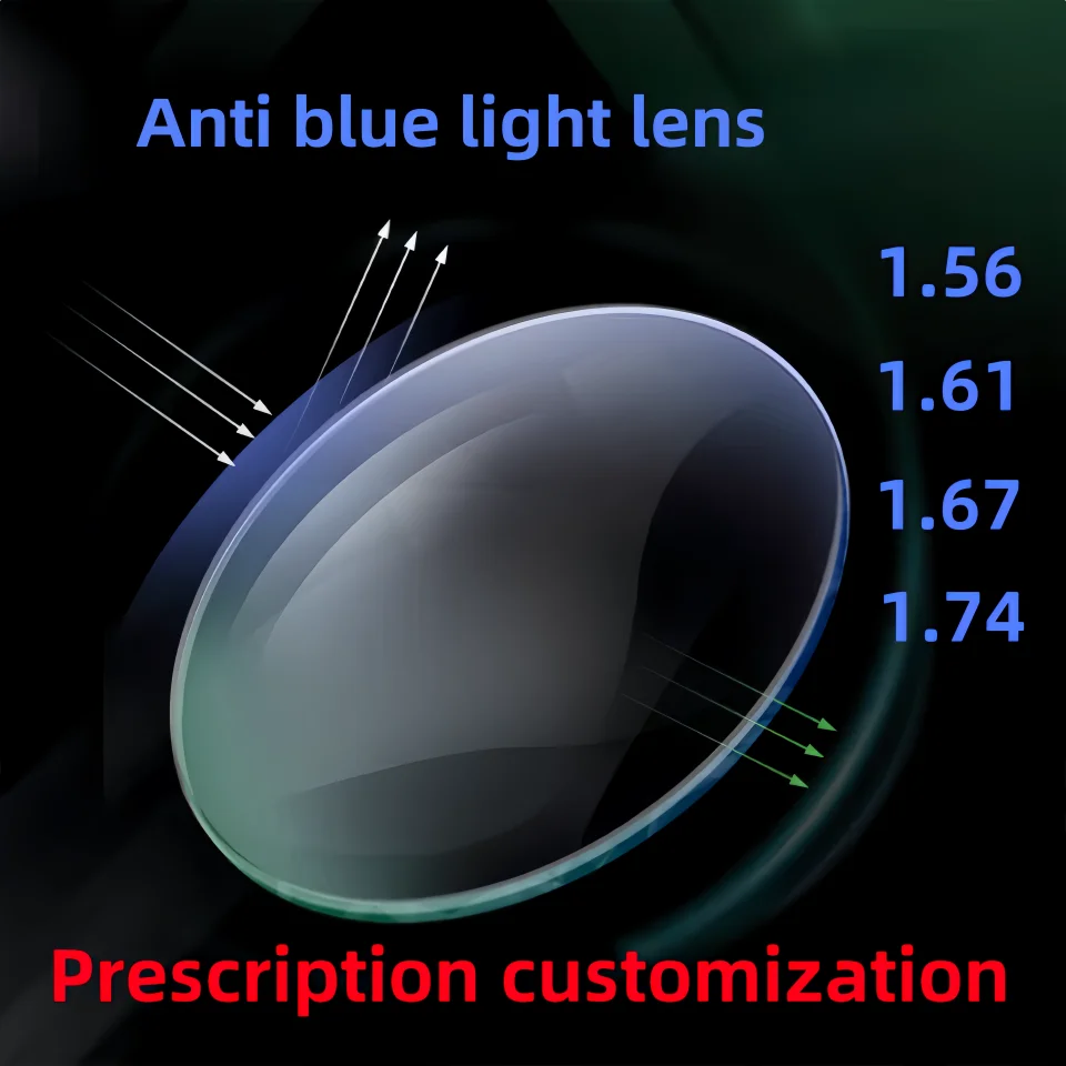 

New High Quality Customized CR-39 1.56 1.61 1.67 1.74 Anti Blue Light Radiation Optical Computer Reading Prescription Lens