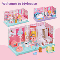 Dollhouse Miniature Furniture Toys Set DIY Kitchen Bedroom Living Room Kids Girls Pretend Play Furniture Toys for Christmas