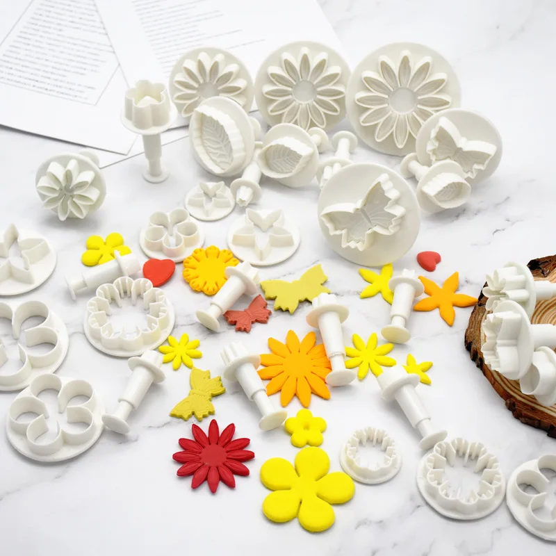 33Pcs Fondant Plunger Cutter Set 3D Cake Cookie Biscuit Molds DIY Baking Decorating Tools Sugarcraft Pastry Dessert Supplies