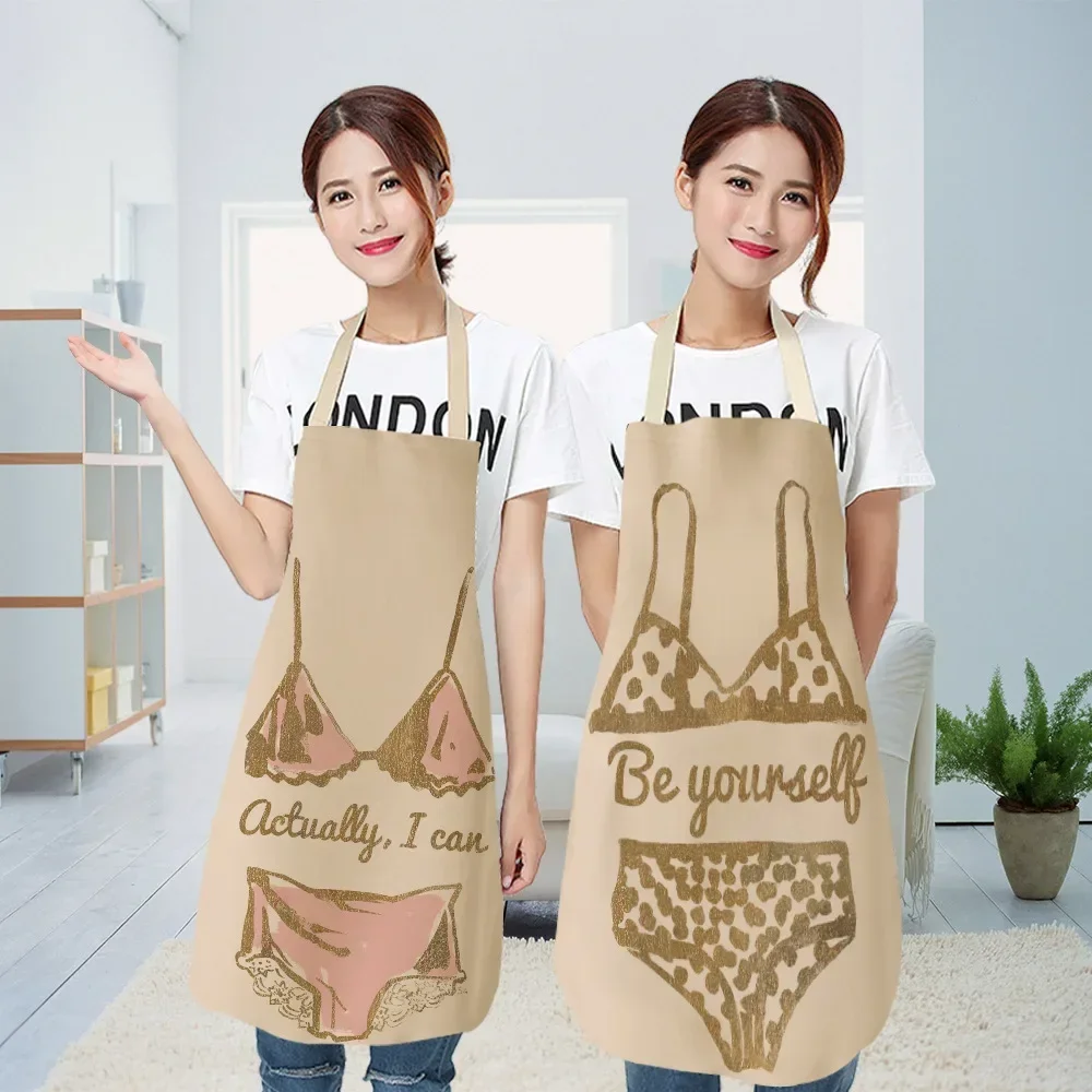 1 Pcs Kids Aprons Kitchen Apron High Heels Swimsuit Glasses Printed Sleeveless Cotton Pinafore Cleaning Tools Linen Aprons