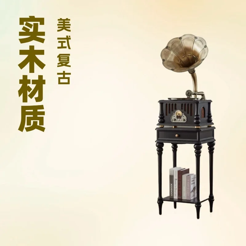 Speaker Phonograph Vinyl Record Player Audio, Record Player C-598 Bluetooth Dual Channel Wooden Speaker