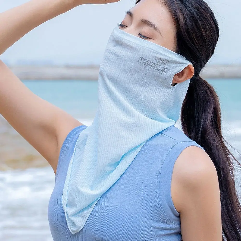 Color UV Protection Face Scarves Outdoor Face Shield Summer Sunscreen Mask Womne Neckline Mask Ice Silk Men Fishing Face Mask