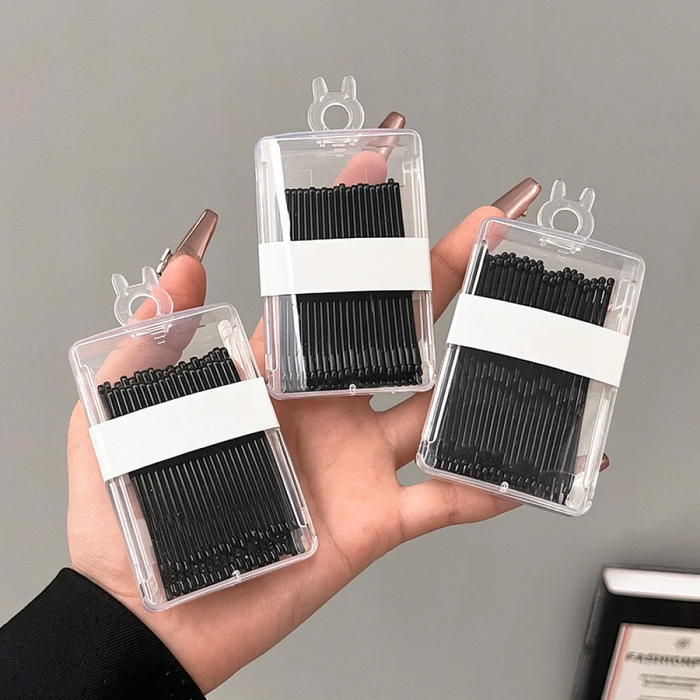 Simple Black Metal Hair Pins Set U Clips For Thick Fine Hair Updo Styling Tools Essential Hairdressing Accessories Kit