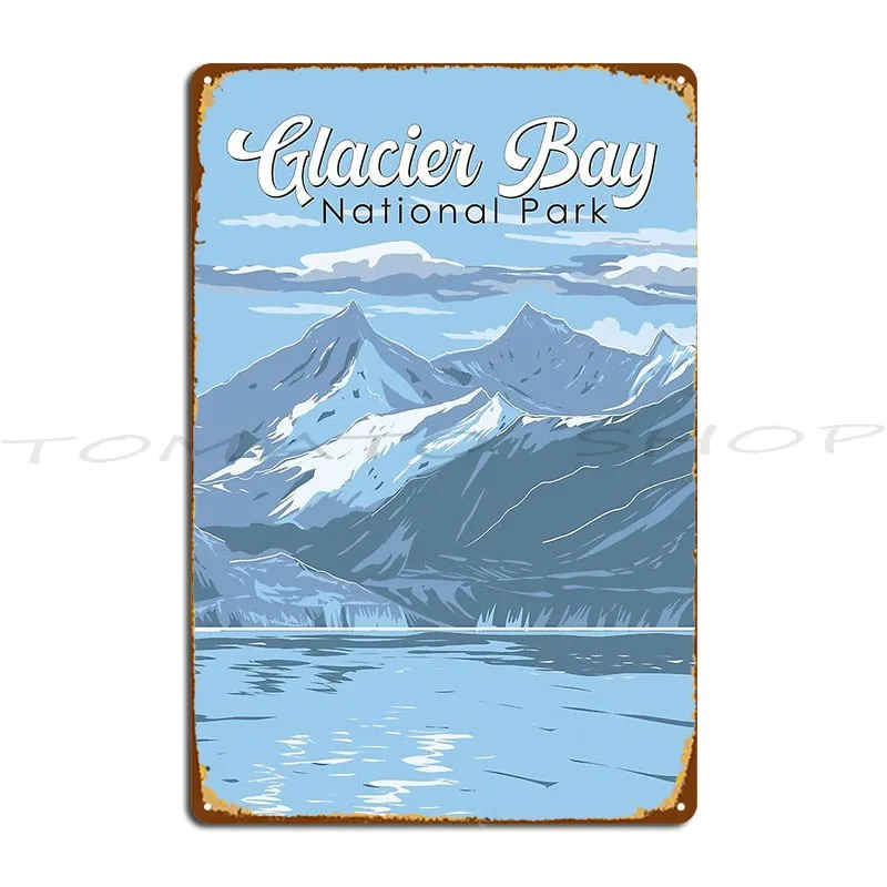 Glacier Bay National Park Alaska Travel Vintage Metal Signs Wall Decor Cave Garage Bar Cave Personalized Tin Sign Poster