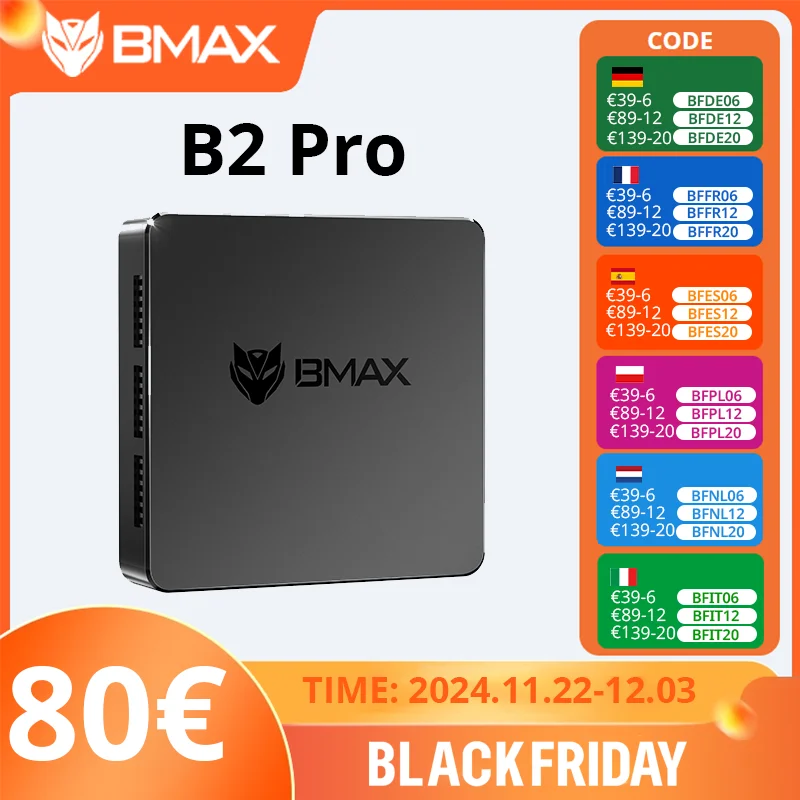 2024 New BMAX B2 Pro Mini PC Windows 11 PRO OS PC All In One HDMI Intel N4000 8GB RAM 256GB SSD Intel UHD Graphics 600