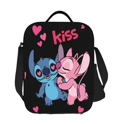 Custom Kiss Stitch Angel Insulated Lunch Bags for Work School Cute Leakproof Cooler Thermal Bento Box Women Children