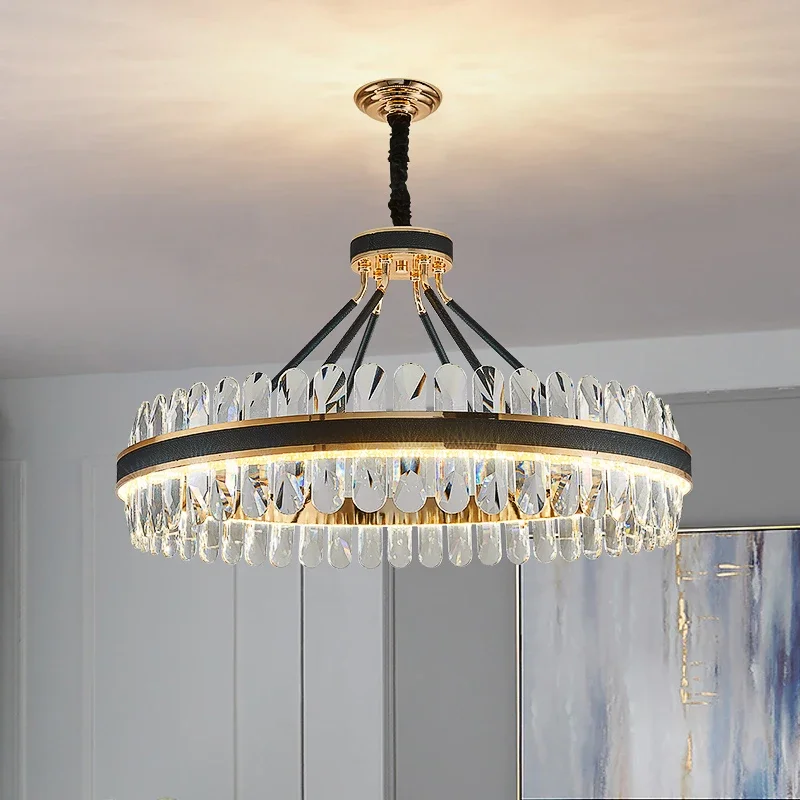 European Vintage Iron Glass Gold Ring  for Kitchen and  Room Remote Control Decorative Lighting