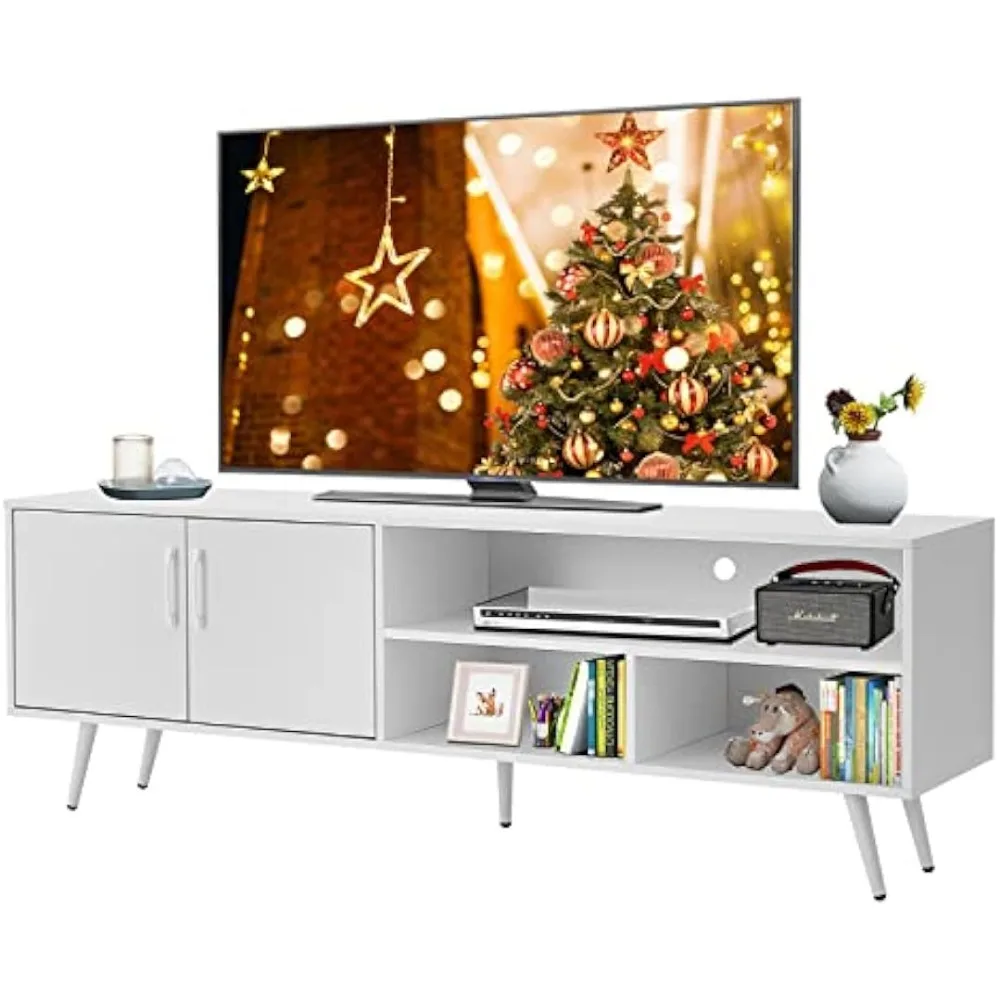 

Panana 62.99" TV Stand Television Stands TV Console Unit with 3 Open Cubby and 2 Doors for Living Room Bedroom for TVs up