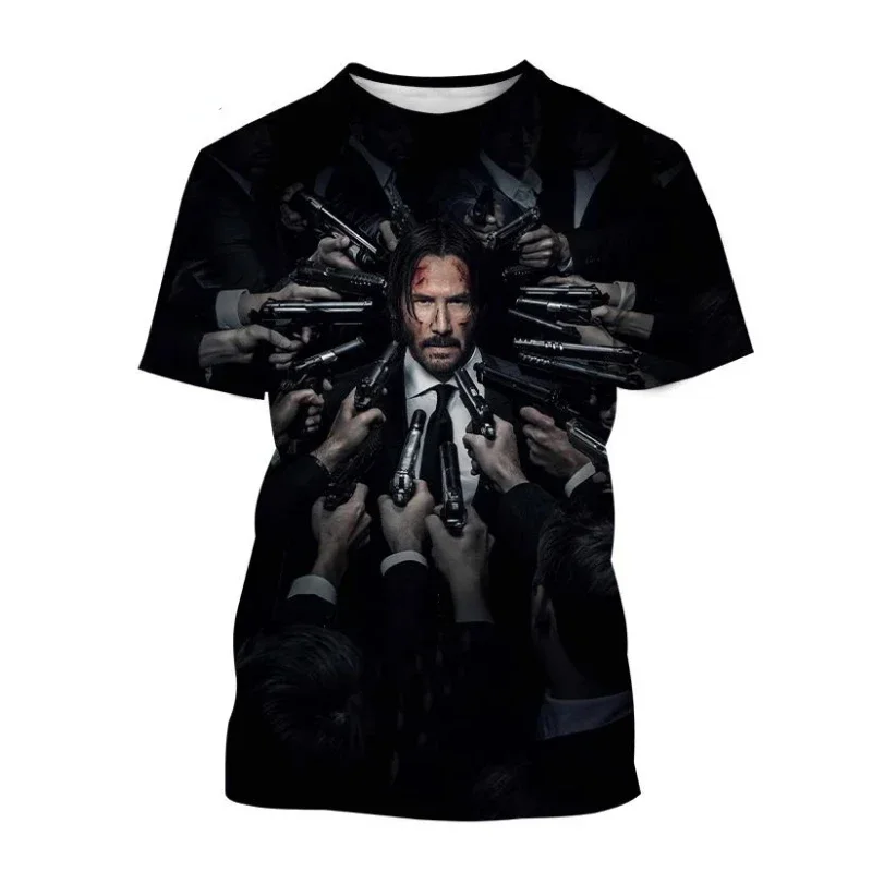 John Wick 3D Print T-shirt Fashion Men Clothing Summer Casual Oversized T Shirt Hip Hop Harajuku Street Unisex Tops Tees