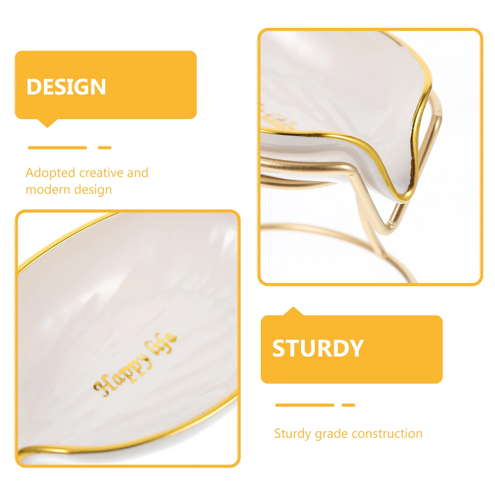 

Decorative Soap Holder Self-Draining Tray Iron Stand Bathroom Countertop Accessory Easy Clean Modern Design Housewarming