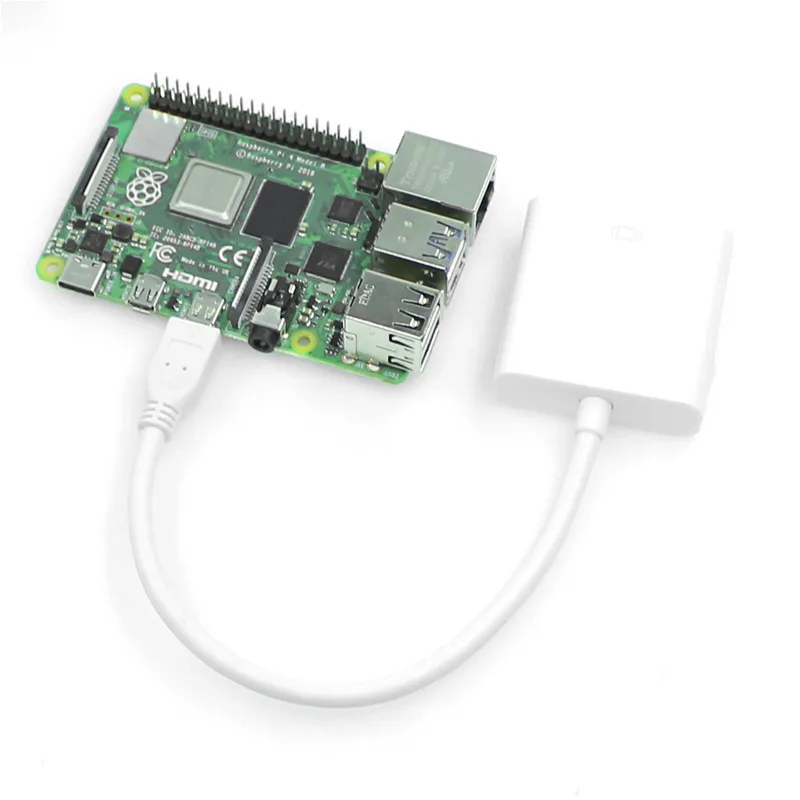 Raspberry Pi 4B Micro To VGA Cable Video Signal Adapter With Power Supply