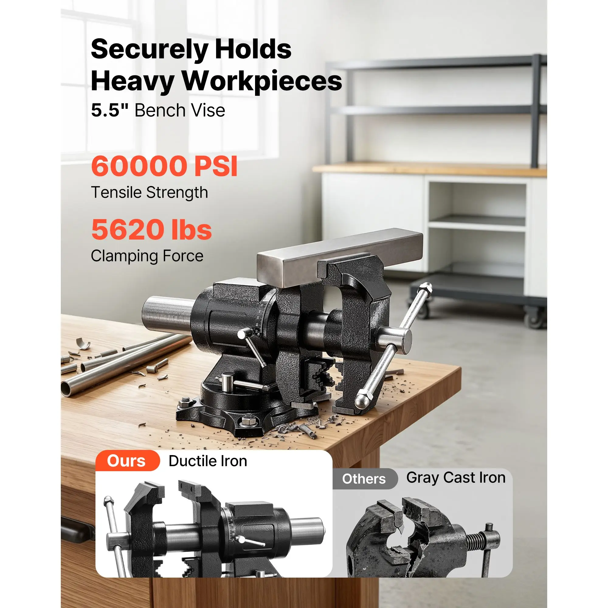 Heavy Duty Bench Vise, 5.5