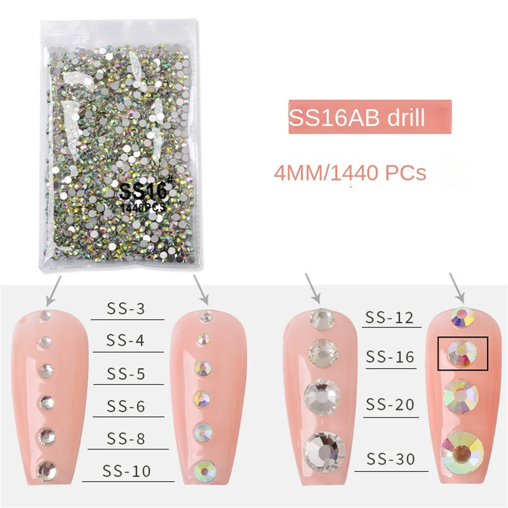 Swarovsky Helder Kristal Ab Flatback Glas Nail Art Strass Nagel Strass Mix Grootte Niet Hete Fix Strass Lijm