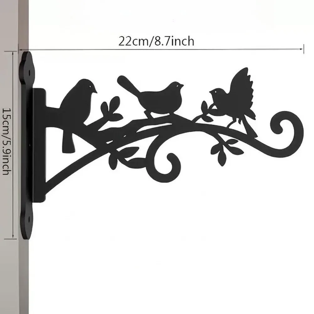 Black Iron For Outdoor Wall Hook for Hanging Flower Pots 22x15cm Elegant Bird Theme Garden and Balcony Accessory