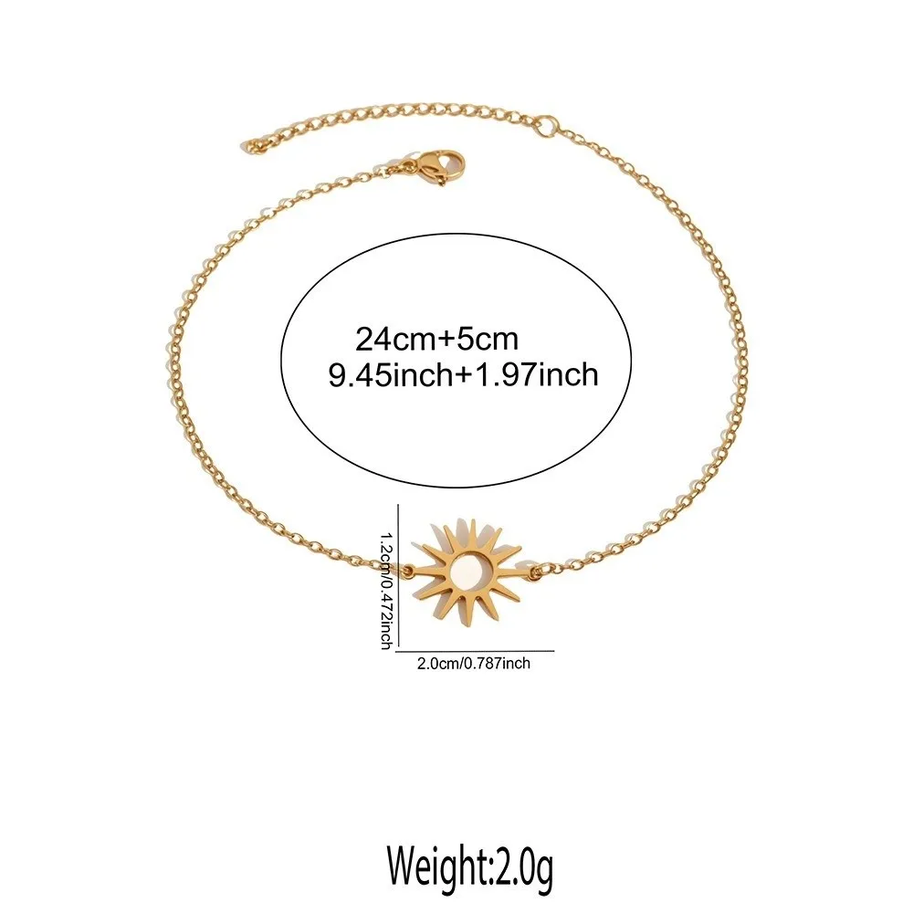 Gold Color Sun Hollow Bracelets Adjustable Chain Fashion Design Sun Anklet Stainless Steel Vintage Style