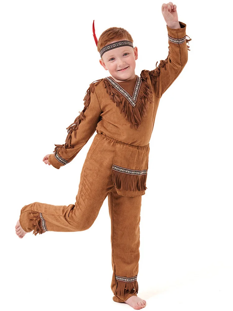 Kostium na Halloween, występ sceniczny, indygena, australijski, strój dziecięcy, wódz indygenów, autentyczna odzież etniczna