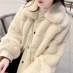 2024 New Lantern Sleeves Fur Outwear Women's Autumn and Winter Thickened Short Fashion Imitation Mink Fleece Mink Skin Coat