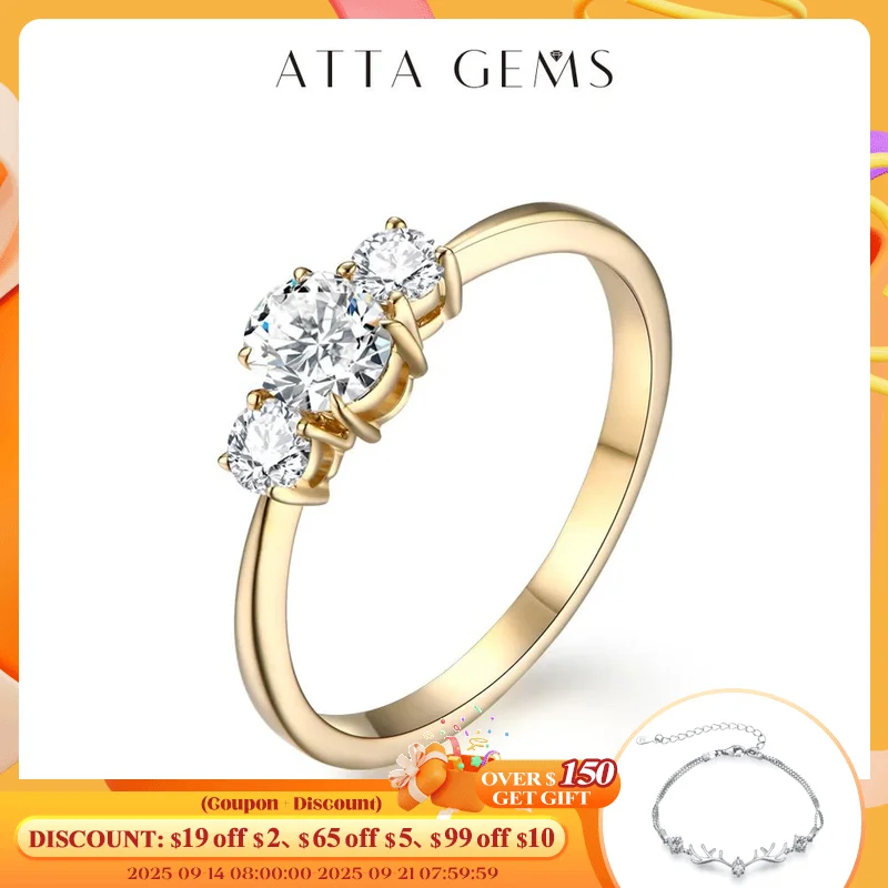 

ATTAGEMS D Color Oval Cut Moissanite Ring Three Diamonds S925 Sterling Silver White Gold Jewelry Engagement Wedding Gift for Her