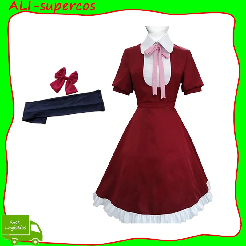 Anime Alice Cosplay Red Maid Dress Costume Women Outfits Girls Sweet Skirts Bow Headwear Halloween Carnival Party Disguise Suit