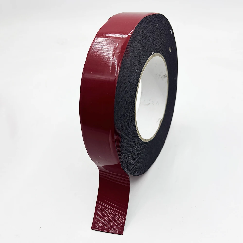 1 Buah 10M Pita Lem Perekat Dua Sisi Kuat Super Lengket dengan Garis Merah Pita Busa Isolasi Anti-tabrakan Tahan Air