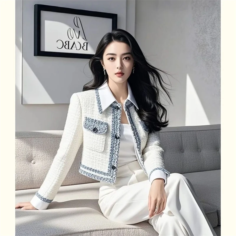 Damen Kurze Jacke 2026 Frühling Herbst Koreanische Version Elegante Lockere Damen-Oberbekleidung Modische Bequeme Patchwork-Damenjacke