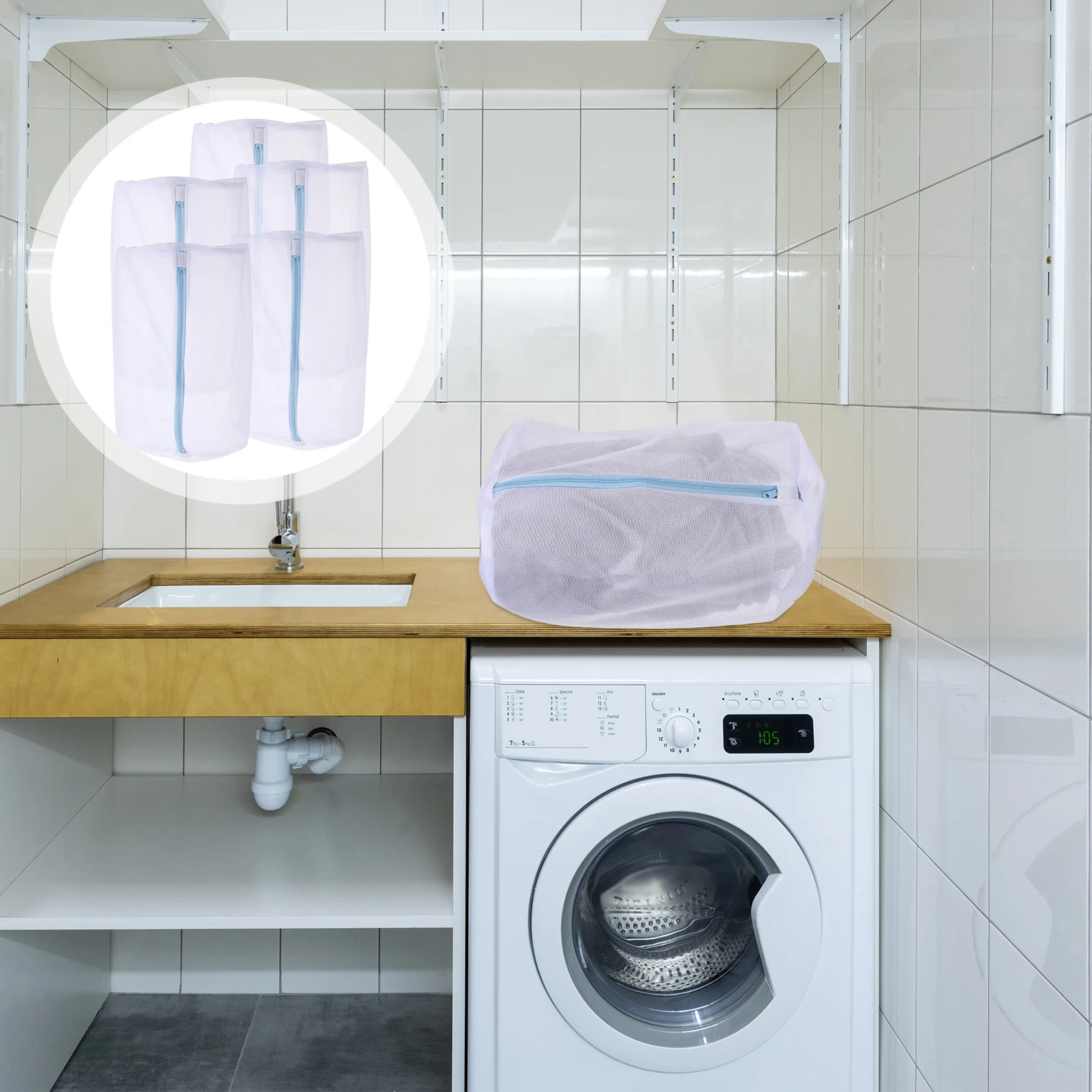 

5Pcs Reusable Mesh Laundry Bag Set Practical Clothing Protector for Washing Machine Delicates Travel Storage Laundry Bag