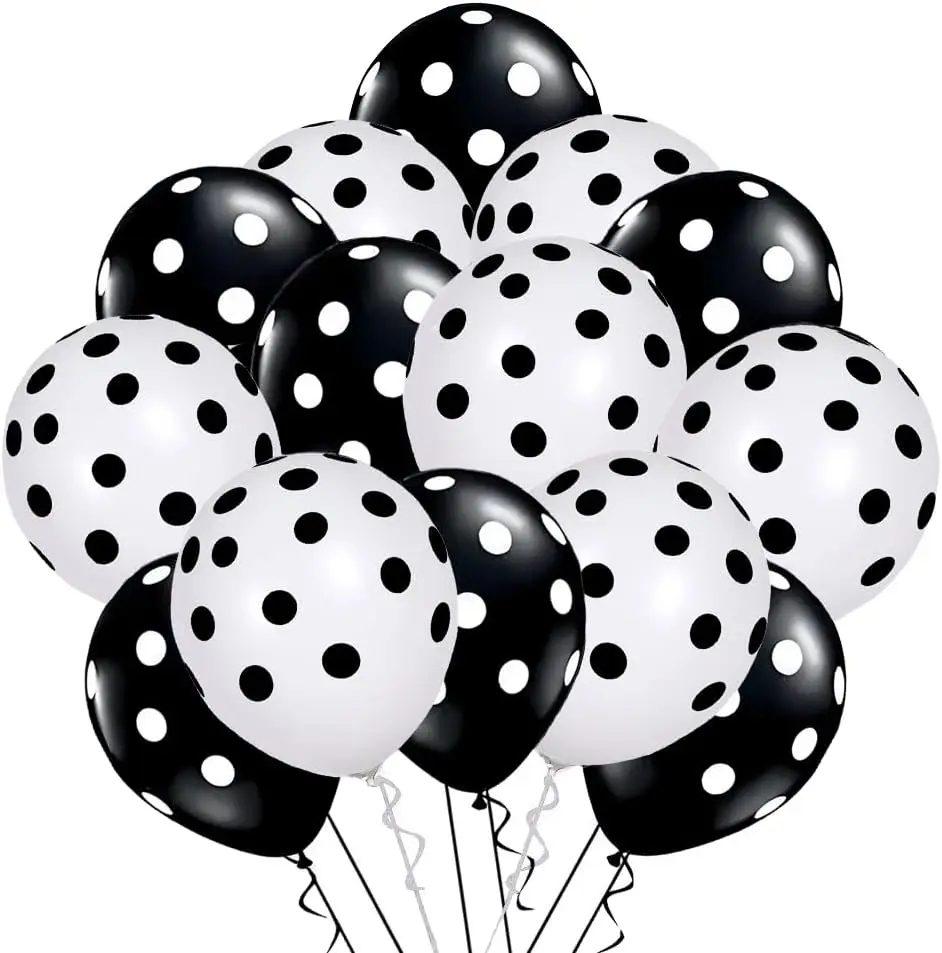10/20 Stück 12 Zoll Rot-Schwarze Polka-Dot-Latexballons für Geburtstags-Themenpartys, Kinder- und Babyparty-Dekorationen, Globos – Detail 2