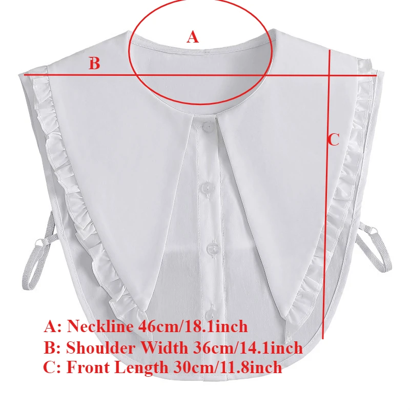 French Style Womens Fake collar for Sweater White Fungus Edge Big Pointed Shirt Detachable Collar Female Decoration False Collar