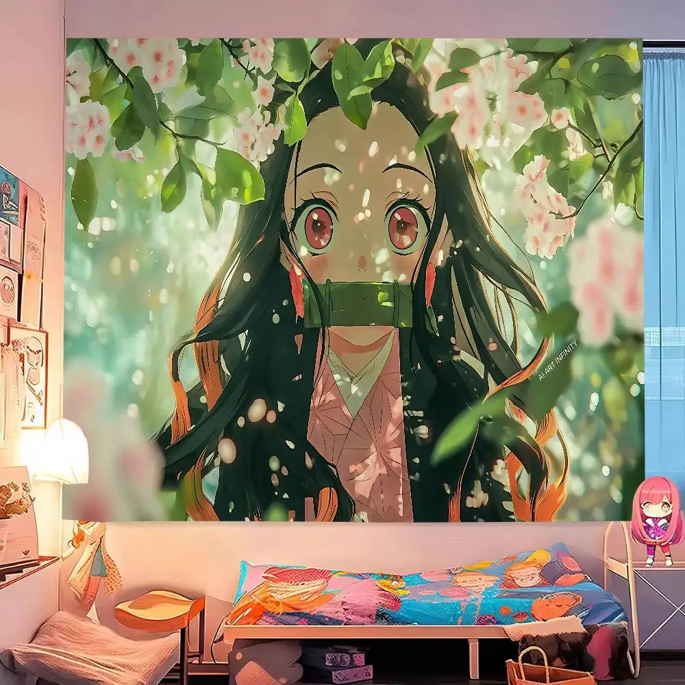 Anime Demon Slayer Colorful Tapestry Wall Hanging Cheap Hippie Wall Hanging Bohemian Wall Tapestries Mandala Wall Hanging Sheets