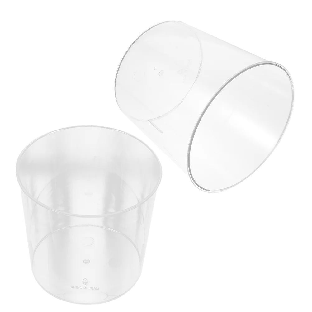 

2Pcs Clear Plastic Flower Bucket Modern Round Vase for Flower Arranging Desktop Storage Organizer Home Office Decor