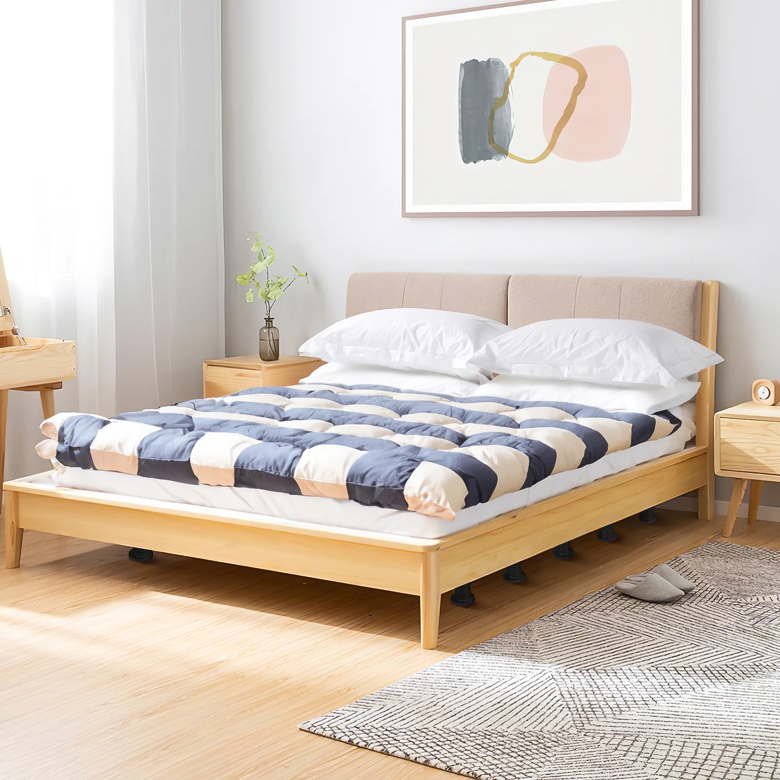 

2Pcs Bed Center Support Leg Adjustable 5.11-8.66in Strong Load Bearing Bed Frame Feet Replacement Smooth Floor Protection