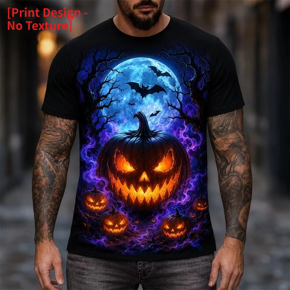 Halloween Scary Pumpkin Design Play Cosplay 3D Print Quick-dry Breath Men T-shirt Outdoor Sports Short Sleeve Clothes Summer Top