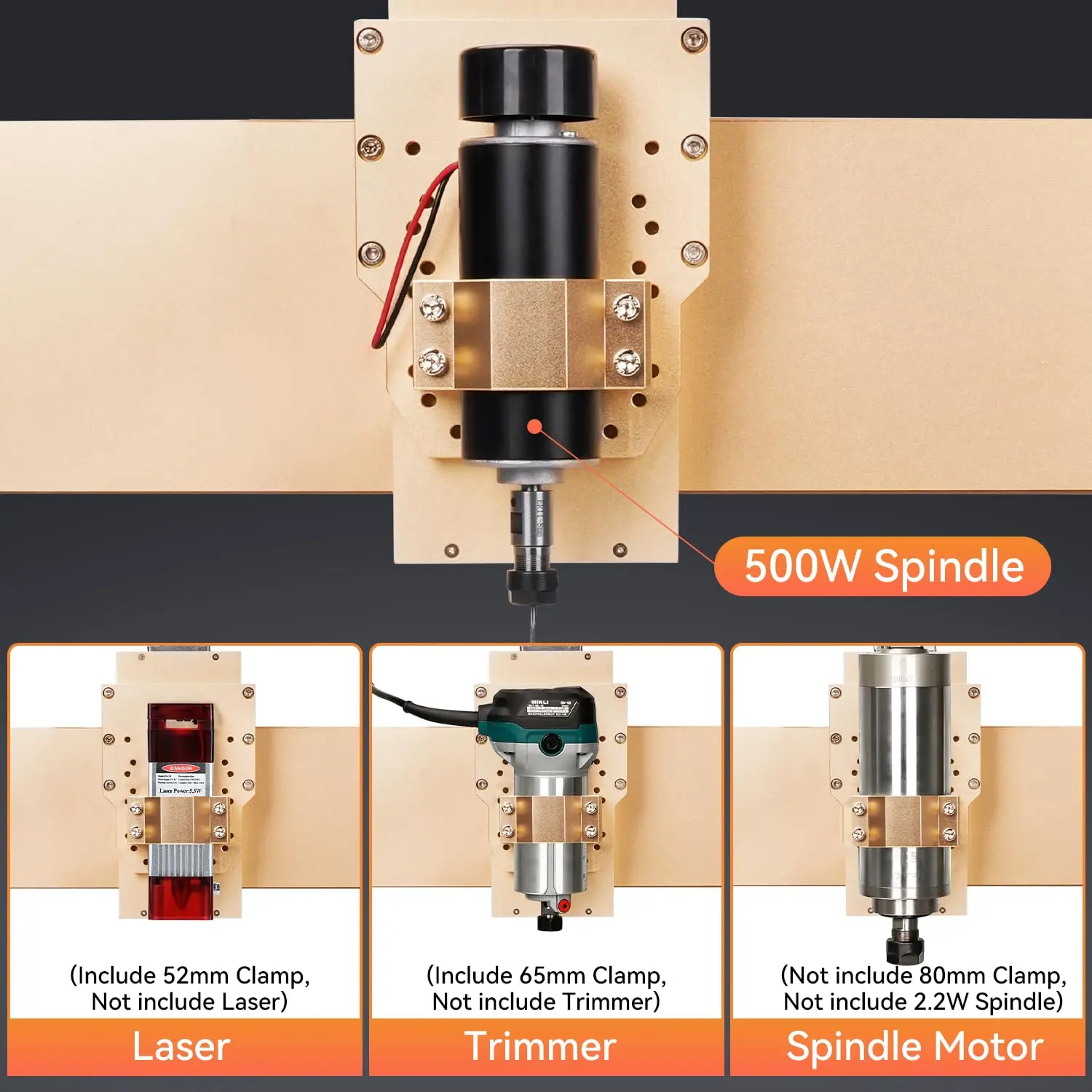 Máquina roteadora cnc, trilho linear atualizado de 500w, máquina de corte e fresagem de gravação de 3 eixos, controle grbl para madeira e metal