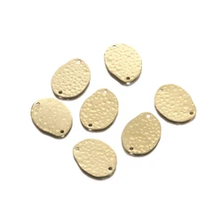 20Pcs Raw Brass Hammered Irregular Disc 2 Holes Connector Supplies for Diy Earrings Jewelry Bracelet Making Accessories