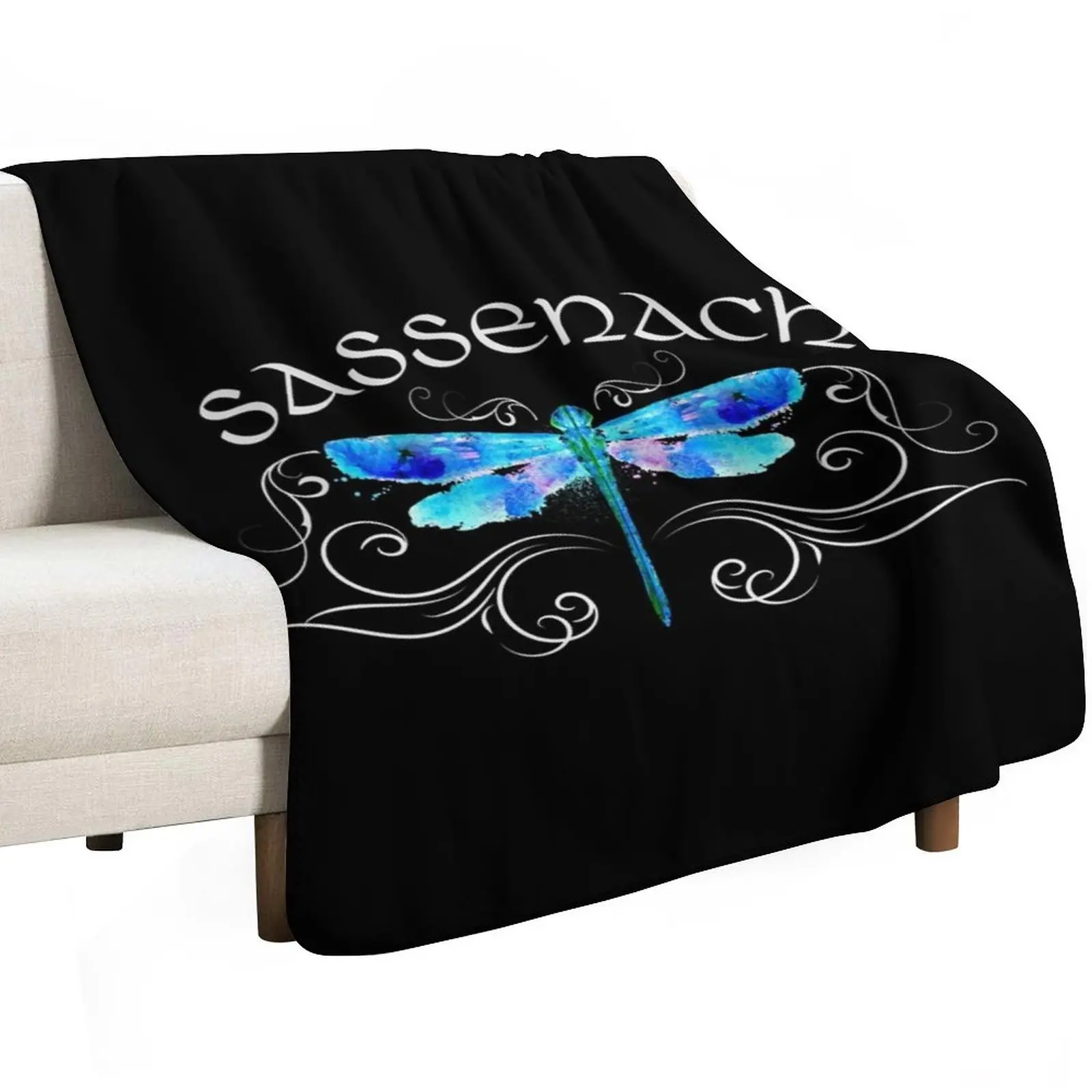 Sassenach Dragonfly Watercolor Watercolour Design Throw Blanket bed plaid Nap Decorative Beds Winter beds Blankets