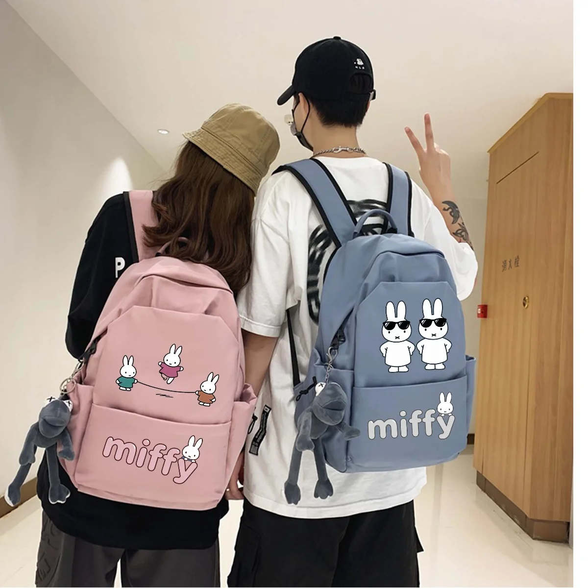 

Новый рюкзак Miffy для девочек, кавайный рюкзак большой вместимости, рюкзак с героями мультфильмов, подвеска, японская студенческая портативная сумка для хранения