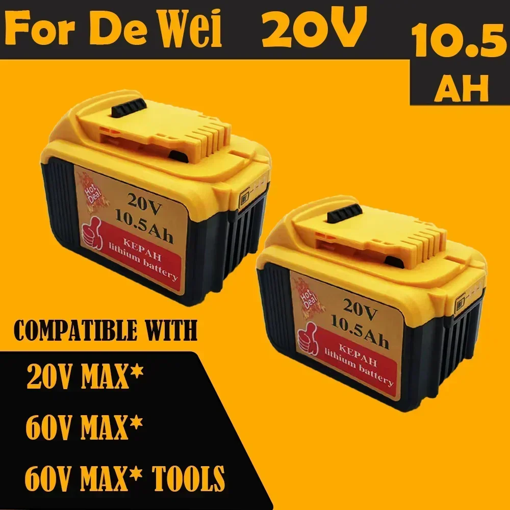 

20V 10.5Ah lithium ion power tool battery replacement suitable for Dewei hand drill DCB205 DCB206 DCB 181, DCB 183, DCB 184