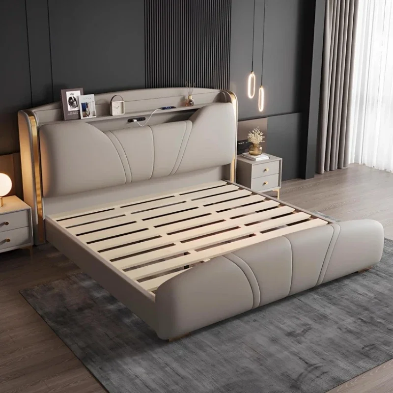 *180x200 cm sleep with bed frame luxury Headboard bedroom furniture full set Composite leather Double bed king size twin queen - view 5