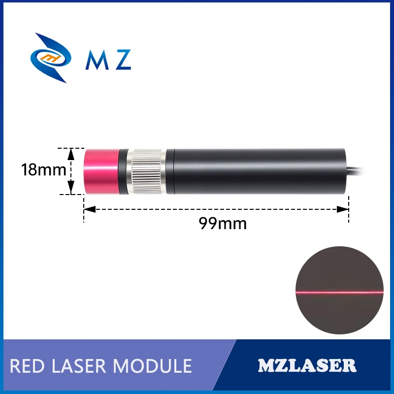 Adjustable Focusing Red Line Laser Diode Module 660nm D18mm 50mW 100mW 5V 12V 24V Industrial Grade with bracket Power Adapter