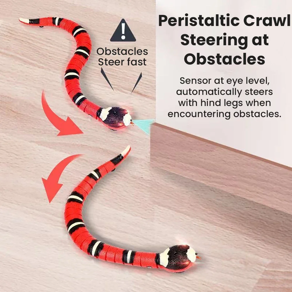 Intelligent Animal Simulation Snake Sensing Obstacle Avoidance Silver Ring Snake New Strange Toy Remote Control Rattlesnake